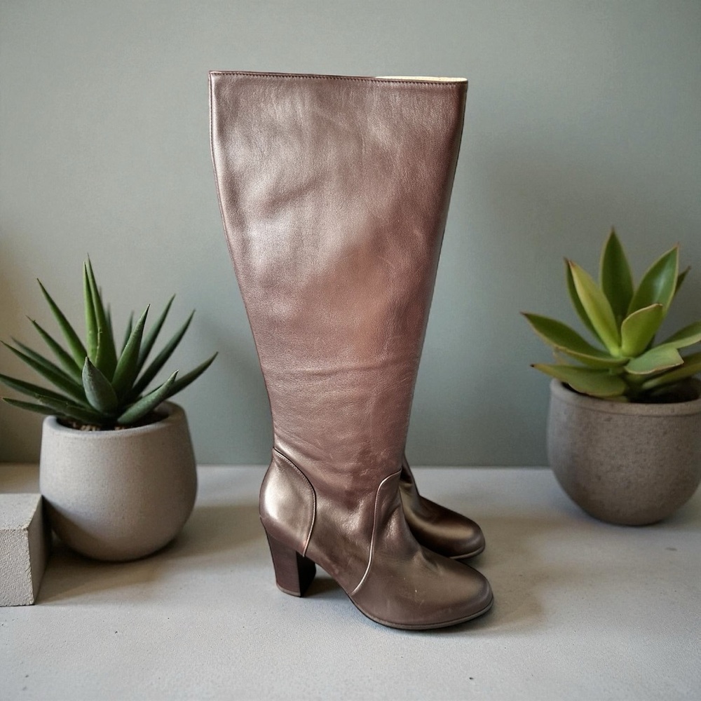 Elegant Brown Leather Knee-High Boots